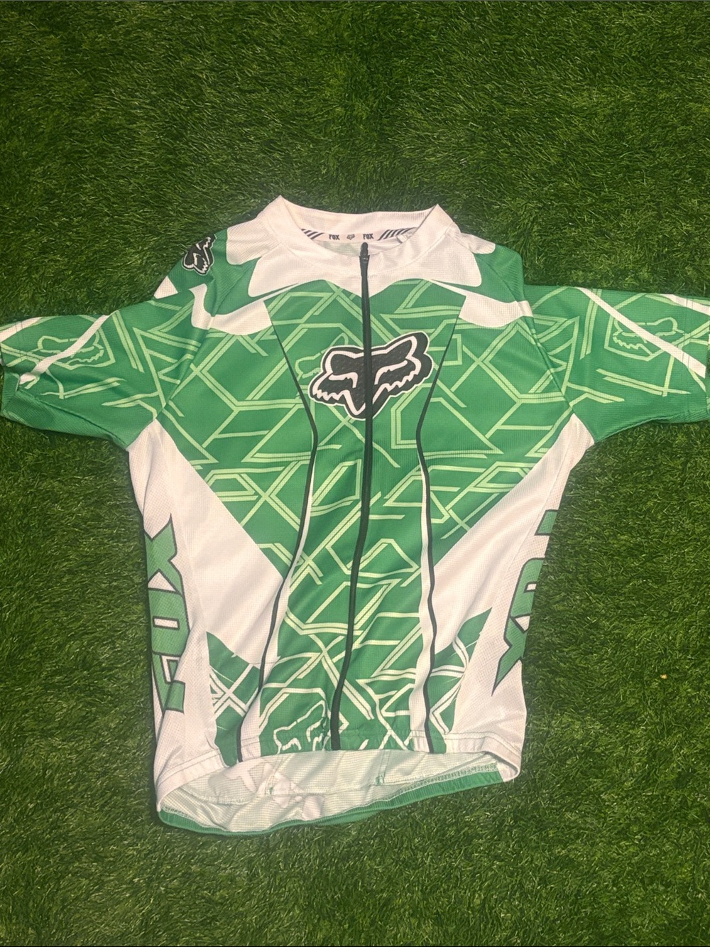 Fox Racing Green & White Cycling Jersey Medium